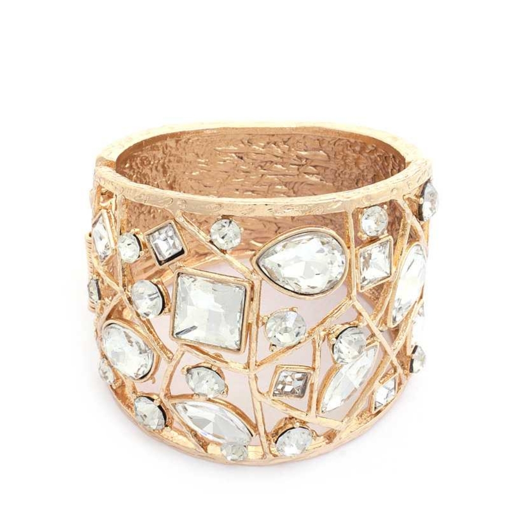 Crystal Shape Metal Cuff Bracelet